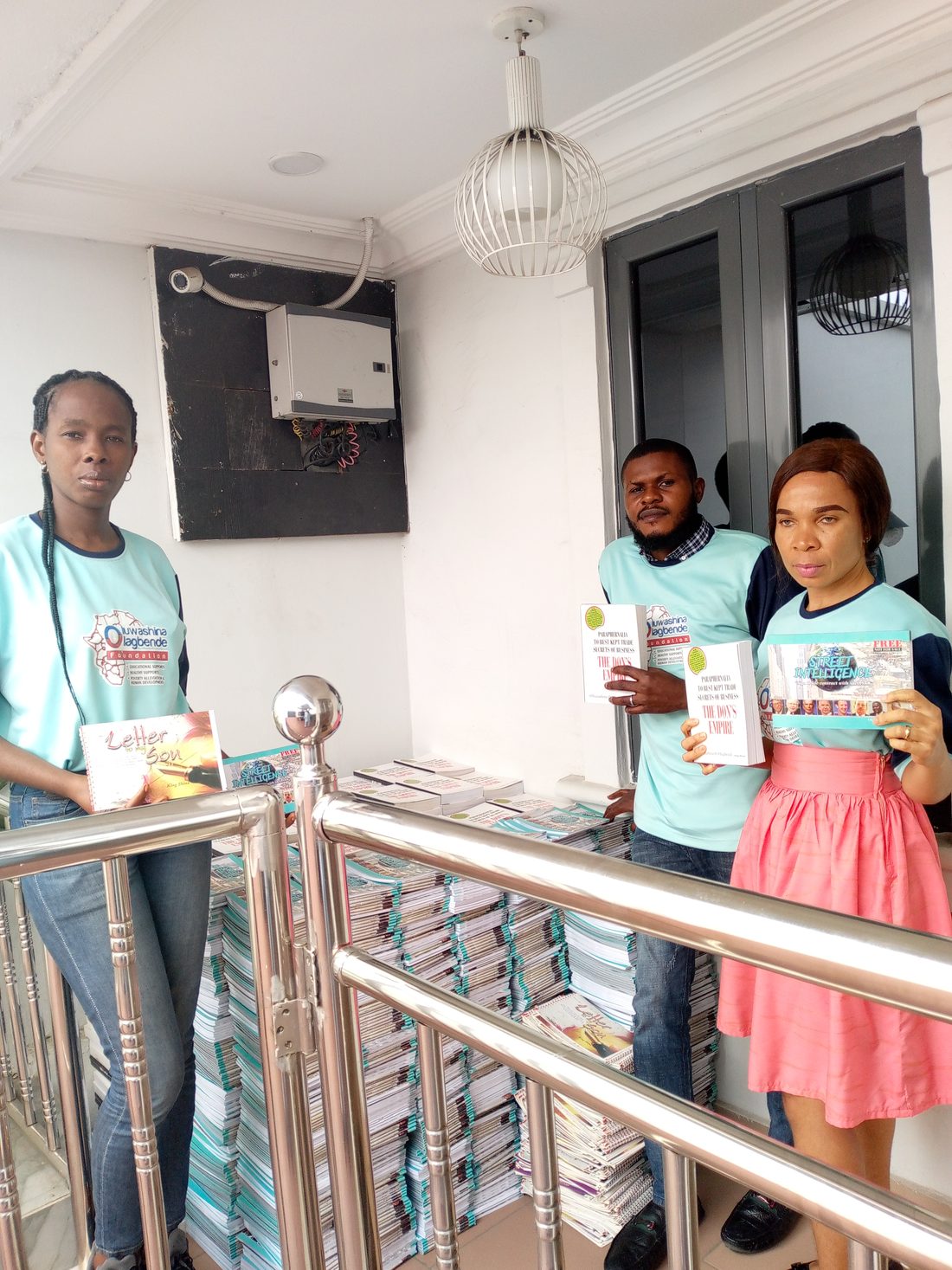 Children receiving items during a Foundation outreach