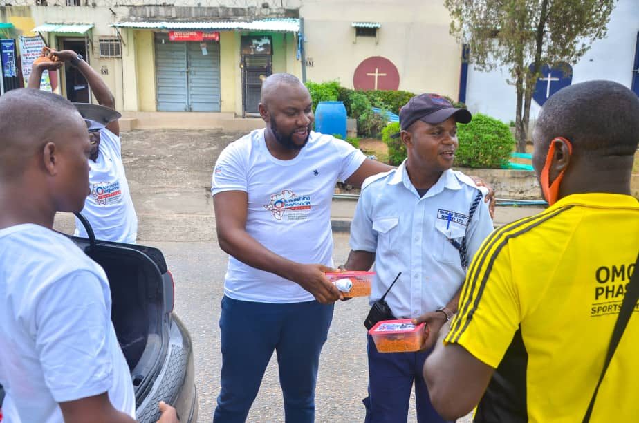 Packed food containers prepared for community distribution