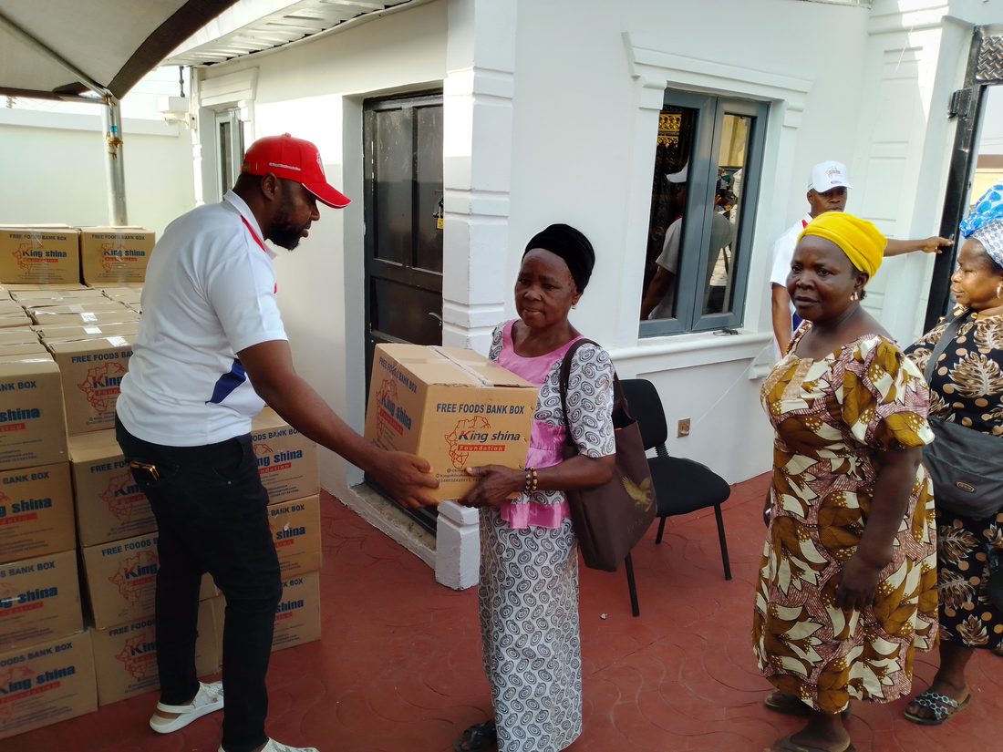 Relief boxes being handed over at the Foundation office