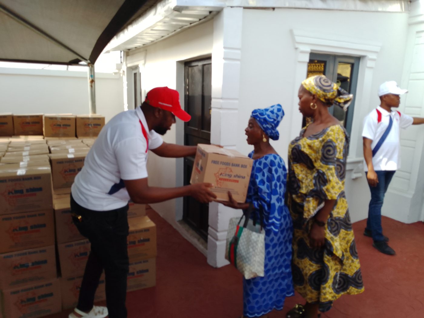Relief boxes being handed over to widows at the Foundation office